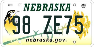 NE license plate 98ZE75