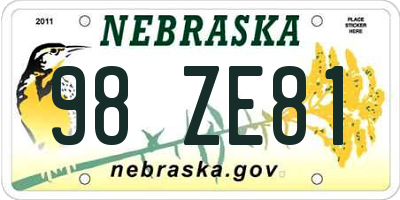 NE license plate 98ZE81