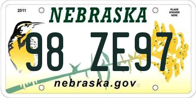 NE license plate 98ZE97