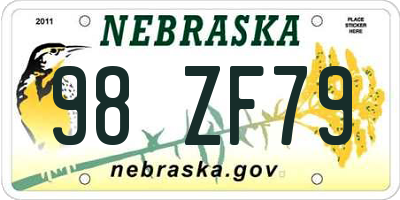 NE license plate 98ZF79