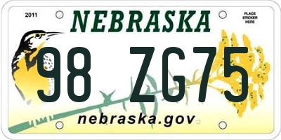 NE license plate 98ZG75
