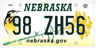NE license plate 98ZH56