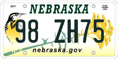 NE license plate 98ZH75