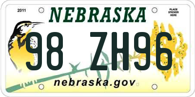 NE license plate 98ZH96