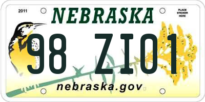NE license plate 98ZI01