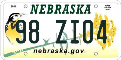 NE license plate 98ZI04