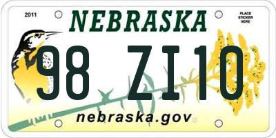 NE license plate 98ZI10