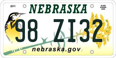 NE license plate 98ZI32