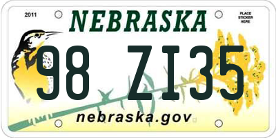 NE license plate 98ZI35