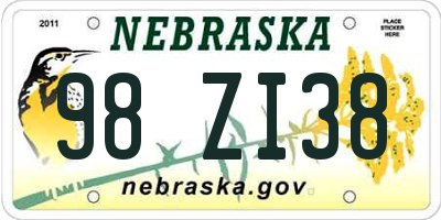 NE license plate 98ZI38