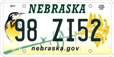 NE license plate 98ZI52