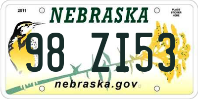 NE license plate 98ZI53