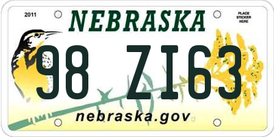NE license plate 98ZI63