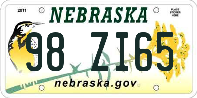 NE license plate 98ZI65