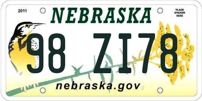 NE license plate 98ZI78