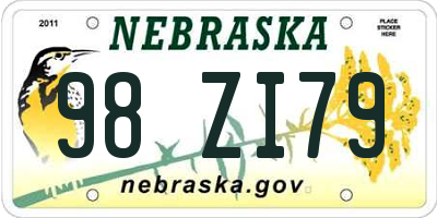 NE license plate 98ZI79