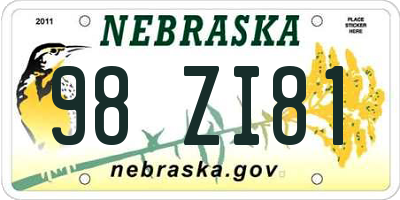 NE license plate 98ZI81