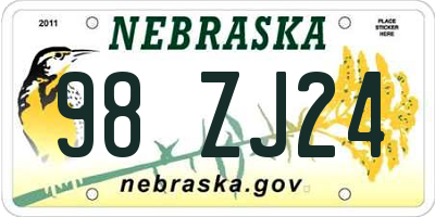 NE license plate 98ZJ24