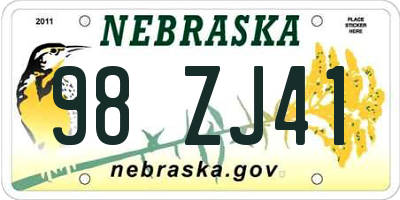 NE license plate 98ZJ41