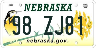 NE license plate 98ZJ81