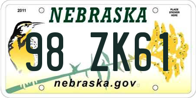 NE license plate 98ZK61