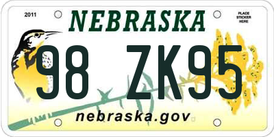 NE license plate 98ZK95