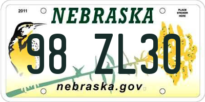 NE license plate 98ZL30