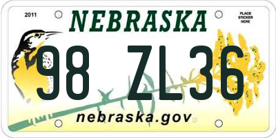 NE license plate 98ZL36