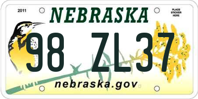 NE license plate 98ZL37