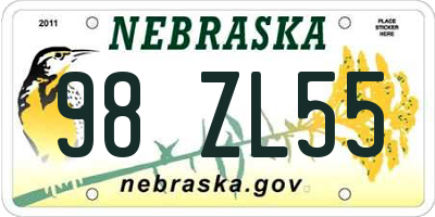 NE license plate 98ZL55