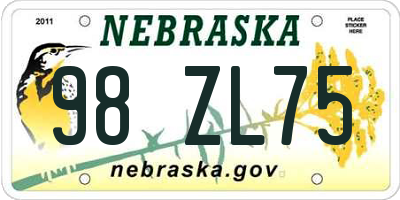 NE license plate 98ZL75