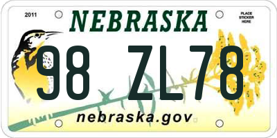 NE license plate 98ZL78