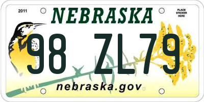NE license plate 98ZL79