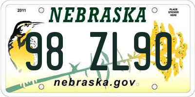 NE license plate 98ZL90