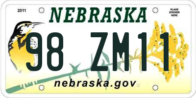 NE license plate 98ZM11