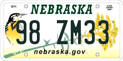 NE license plate 98ZM33