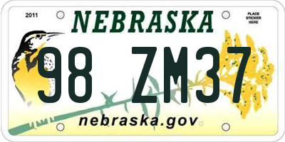 NE license plate 98ZM37