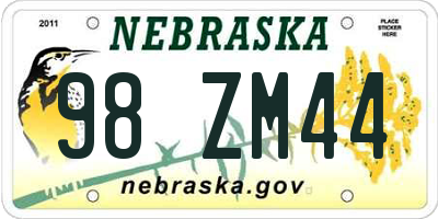 NE license plate 98ZM44