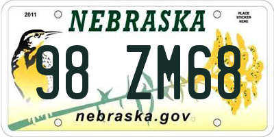 NE license plate 98ZM68