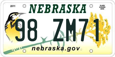 NE license plate 98ZM71