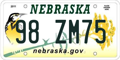 NE license plate 98ZM75