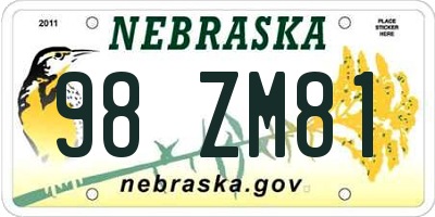 NE license plate 98ZM81