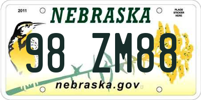 NE license plate 98ZM88