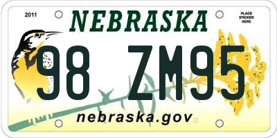 NE license plate 98ZM95