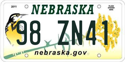 NE license plate 98ZN41