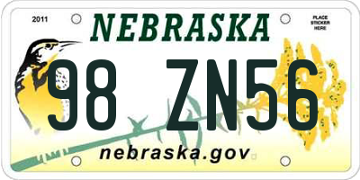 NE license plate 98ZN56