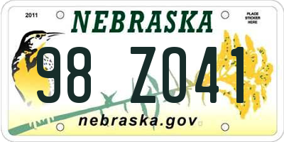 NE license plate 98ZO41
