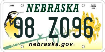 NE license plate 98ZO96