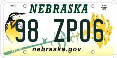 NE license plate 98ZP06