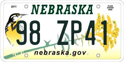NE license plate 98ZP41